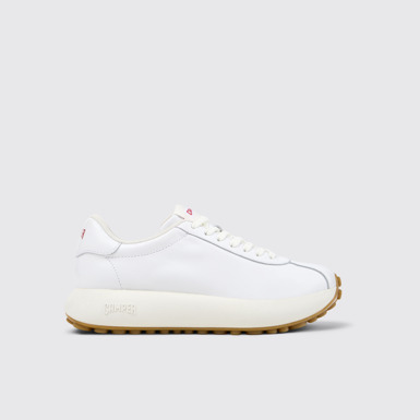 Side view of Pelotas Athens White Leather Sneakers for Women.