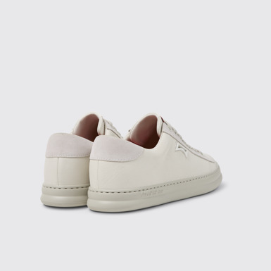 Back view of Runner White Leather and Nubuck Sneakers for Women.