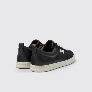 Back view of Runner Black Leather and Nubuck Sneakers for Women.