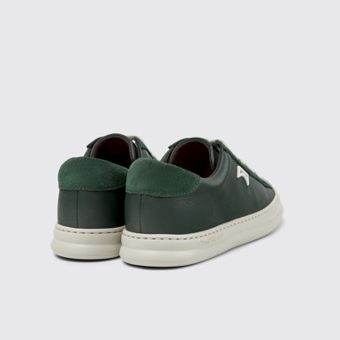 Back view of Runner Green Leather and Nubuck Sneakers for Women.