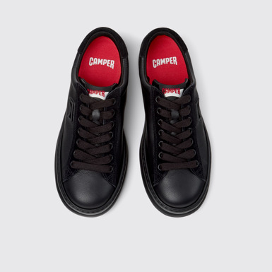 Overhead view of Runner Black Leather and Nubuck Sneakers for Women.