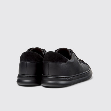 Back view of Runner Black Leather and Nubuck Sneakers for Women.