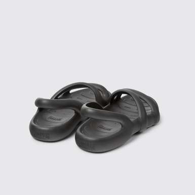 Back view of Kobarah Flat Wide Black Sandals.