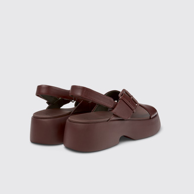 Tasha Sandalias de piel burdeos para mujer.