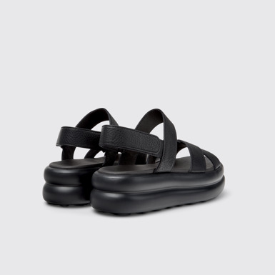 Back view of Pelotas Flota Up Black Leather Sandals for Women.