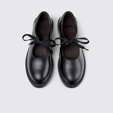 Overhead view of Dean Black Leather Semi-Open Shoes for Women.