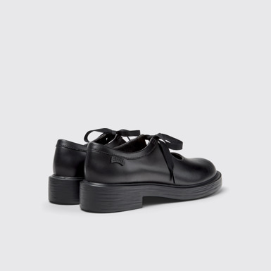 Back view of Dean Black Leather Semi-Open Shoes for Women.