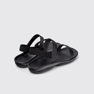 Back view of Right Isla Black Leather Sandals for Women.