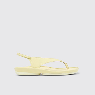 Side view of Right Isla Yellow Leather Sandals for Women.
