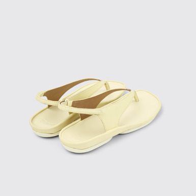 Back view of Right Isla Yellow Leather Sandals for Women.