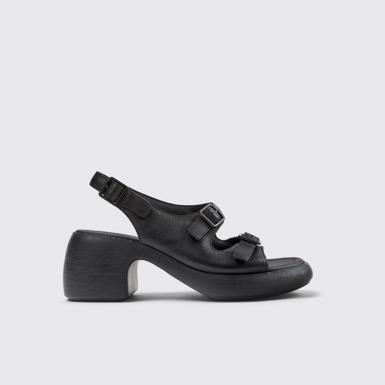 Side view of Thelma Sandal Black Leather Sandals for Women.