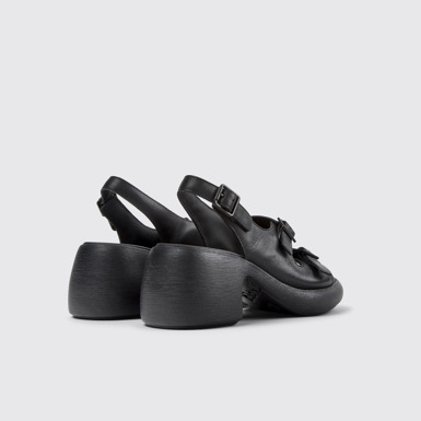 Back view of Thelma Sandal Black Leather Sandals for Women.