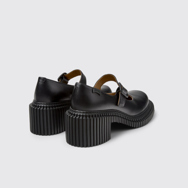 Back view of Pix London Black Leather Moccasins for Women.