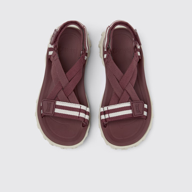 Overhead view of Drift Trail Sandal Burgundy Textile Sandals for Women.