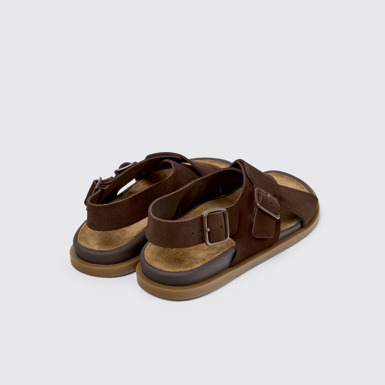 Back view of Lluc Sandal Brown Suede Sandals for Women.