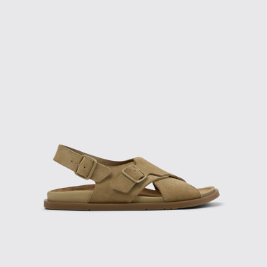 Side view of Lluc Sandal Brown Suede Leather Sandals for Women.