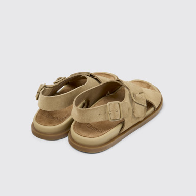 Back view of Lluc Sandal Brown Suede Leather Sandals for Women.