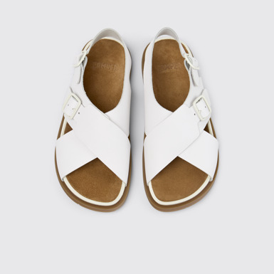 Overhead view of Lluc Sandal White Leather Sandals for Women.