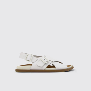 Side view of Lluc Sandal White Leather Sandals for Women.