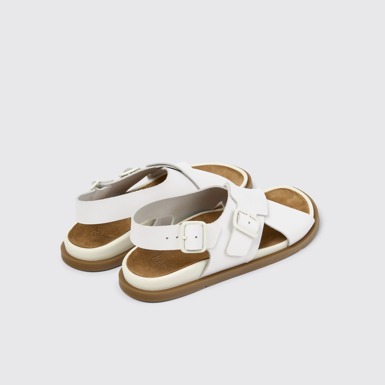 Back view of Lluc Sandal White Leather Sandals for Women.