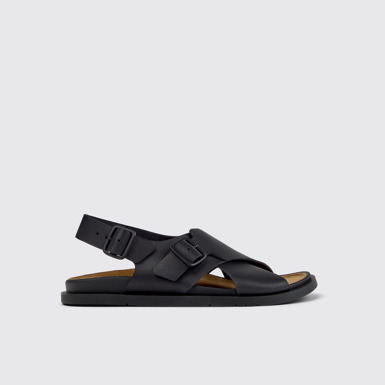 Side view of Lluc Sandal Black Leather Sandals for Women.