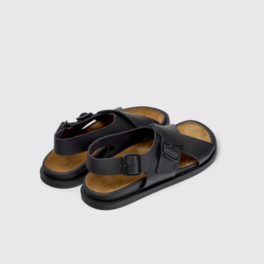 Back view of Lluc Sandal Black Leather Sandals for Women.
