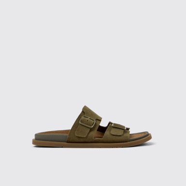 Lluc Sandal Sandalias de piel de ante verdes para mujer.