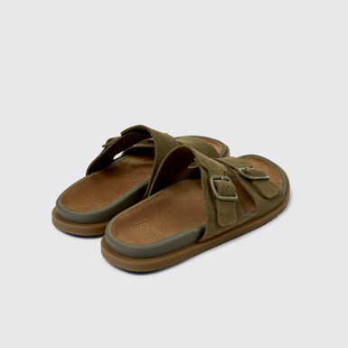Lluc Sandal Sandalias de piel de ante verdes para mujer.