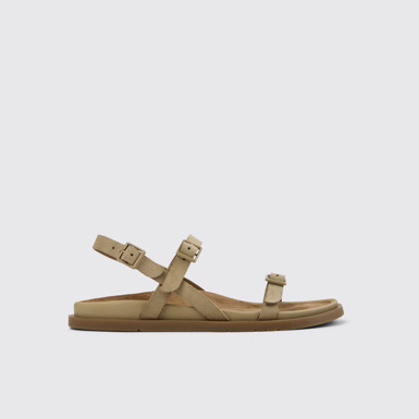 Side view of Lluc Sandal Brown Suede Leather Sandals for Women.