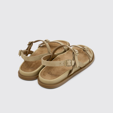 Back view of Lluc Sandal Brown Suede Leather Sandals for Women.