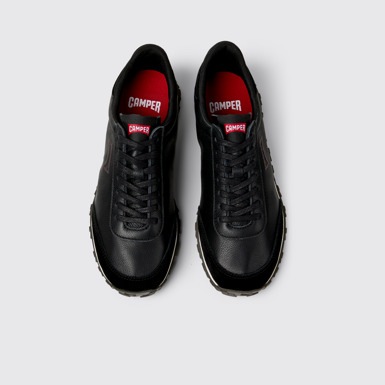 Overhead view of Drift Walk Black Leather and Nubuck Sneakers for Women.