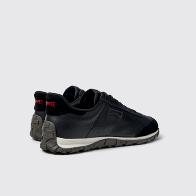 Back view of Drift Walk Black Leather and Nubuck Sneakers for Women.