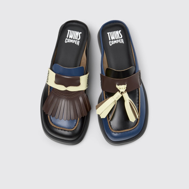 Overhead view of Twins Multicolor Leather Moccasins for Women.