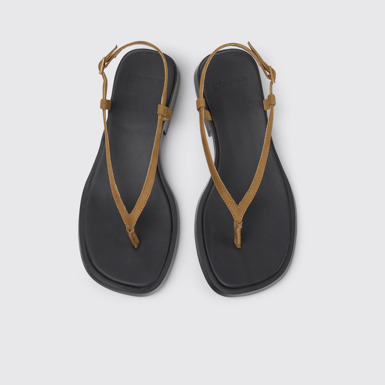 Overhead view of Dana Brown Nubuck Leather Sandals for Women.