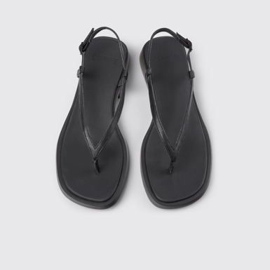 Dana Schwarze Ledersandalen Für Damen.