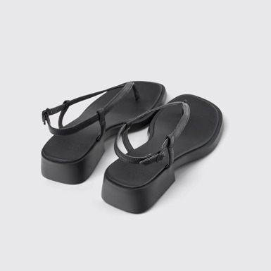 Dana Schwarze Ledersandalen Für Damen.