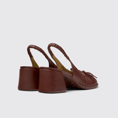 Back view of Kora Burgundy Leather Semi-Open Shoes for Women.