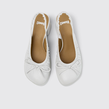 Overhead view of Kora Gray Leather Semi-Open Shoes for Women.