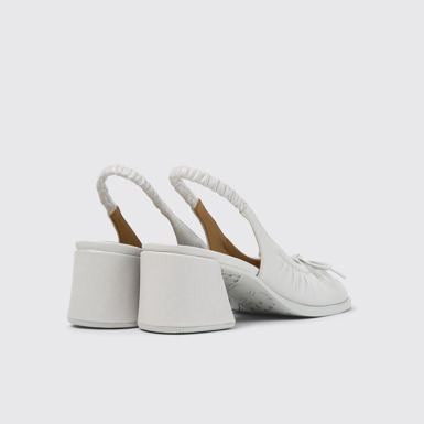 Back view of Kora Gray Leather Semi-Open Shoes for Women.