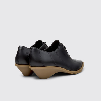 Back view of Anita Black Leather Shoes for Women.