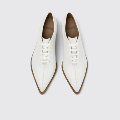 Overhead view of Anita White Leather Shoes for Women.