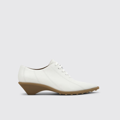 Side view of Anita White Leather Shoes for Women.