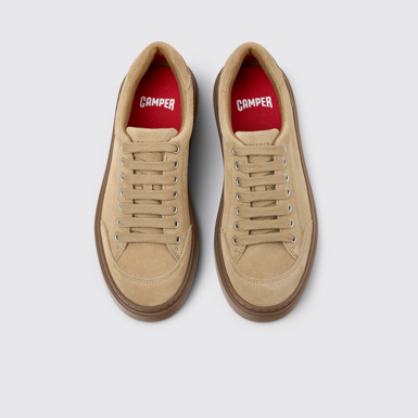 Overhead view of Runner Twentyfive Brown Suede Leather Sneakers for Women.