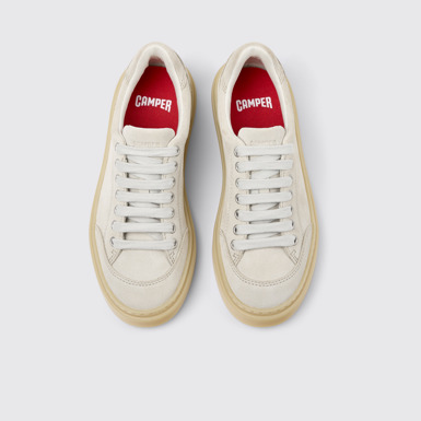 Runner Twentyfive Μπεζ καθημερινά παπούτσια από δέρμα καστόρι για γυναίκες.