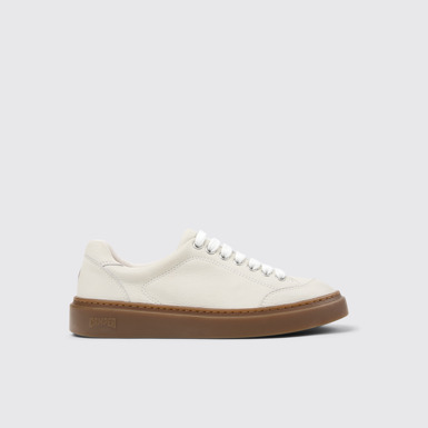 Side view of Runner Twentyfive White Leather Sneakers for Women.