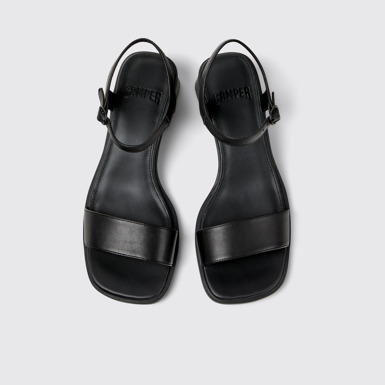 Overhead view of Kora Sandal Black Leather Sandals for Women.