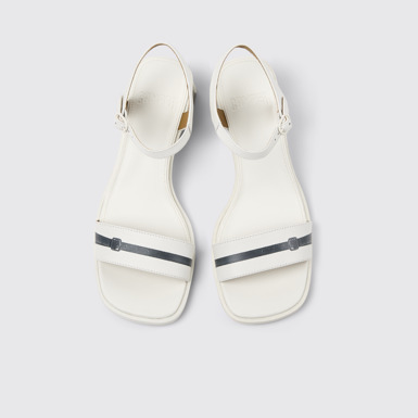 Overhead view of Kora Sandal White Leather Sandals for Women.