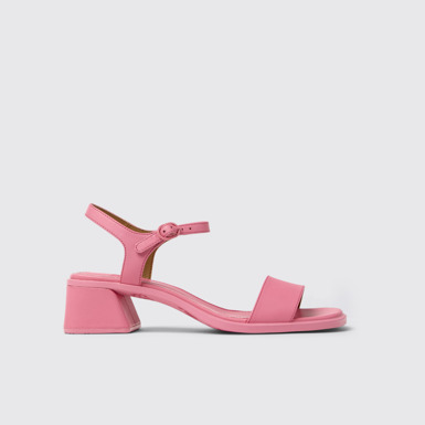 Side view of Kora Sandal Pink Leather Sandals for Women.