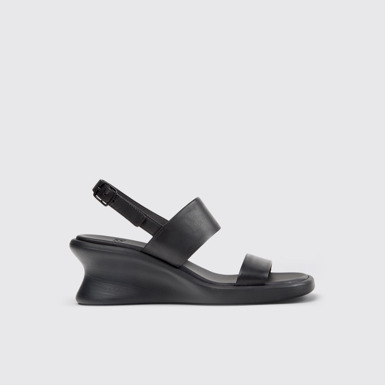 Side view of Louise Sandal Black Leather Sandals for Women.
