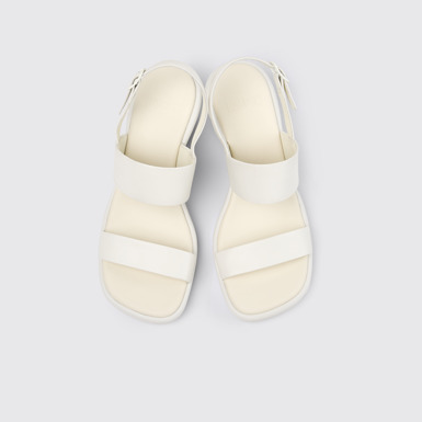 Overhead view of Louise Sandal White Leather Sandals for Women.